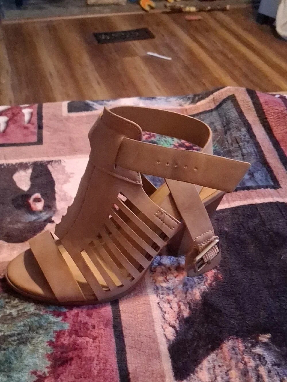 Soda Tan Strappy Block Heel Sandals